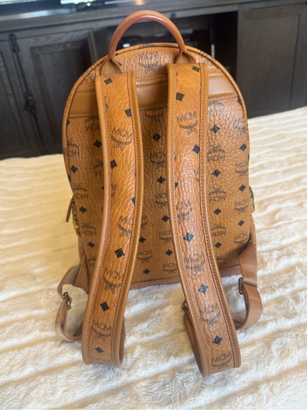 MCM Cognac Monogram Visetos Backpack - Picture 2 of 9